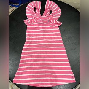 🆕💖⚓️Nautica⚓️💖Pink and White Stripe Flutter Sleeve Tank Dress Size M